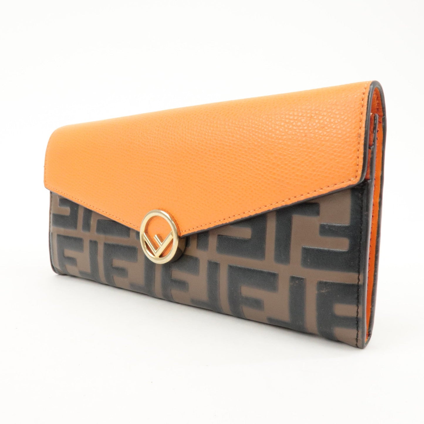 FENDI Zucca Baguette Continental Wallet 8M0251 Brown Orange 8M0251
