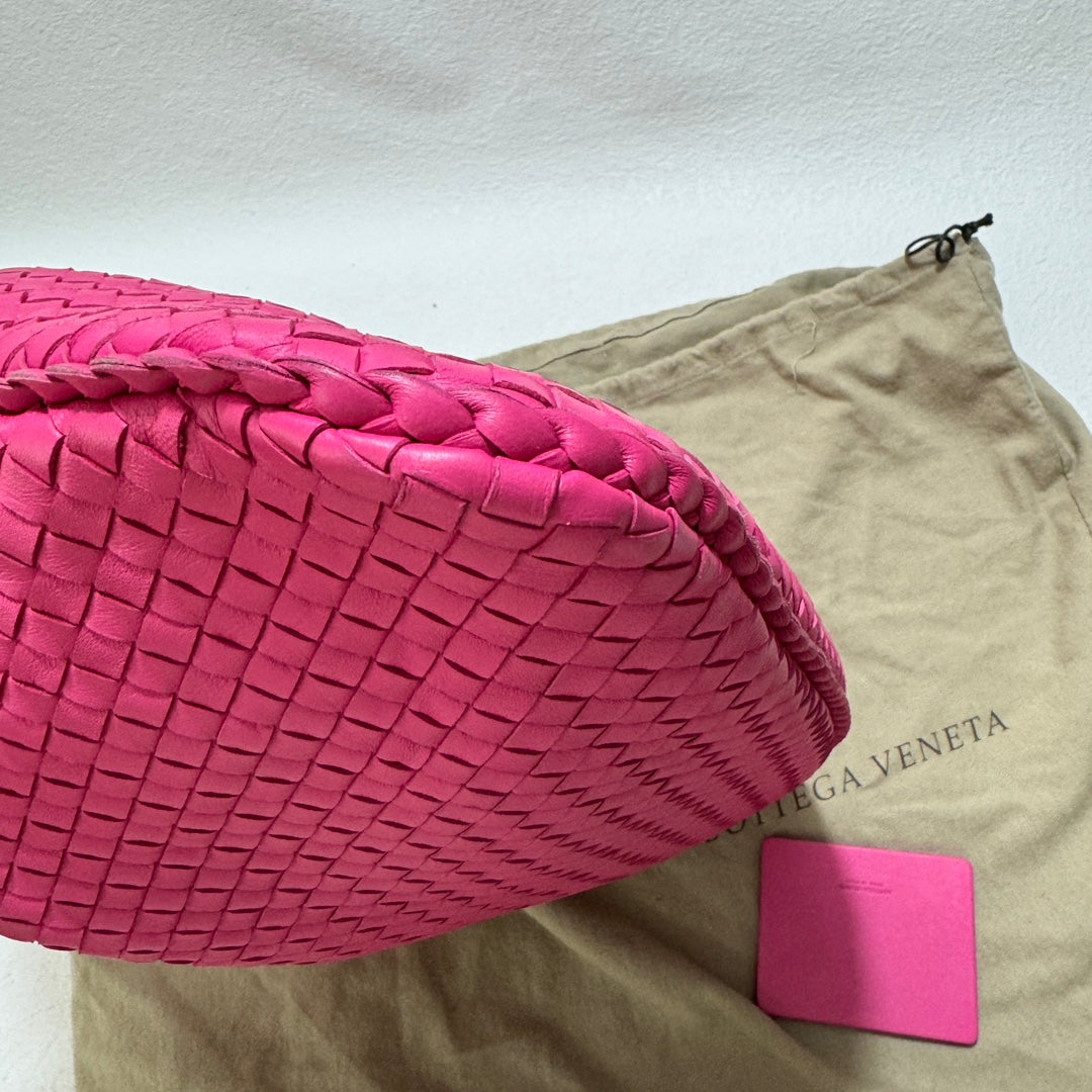 Bottega Veneta Veneta Hobo Medium Fuchsia Pink Intrecciato Leather Bag 47cm