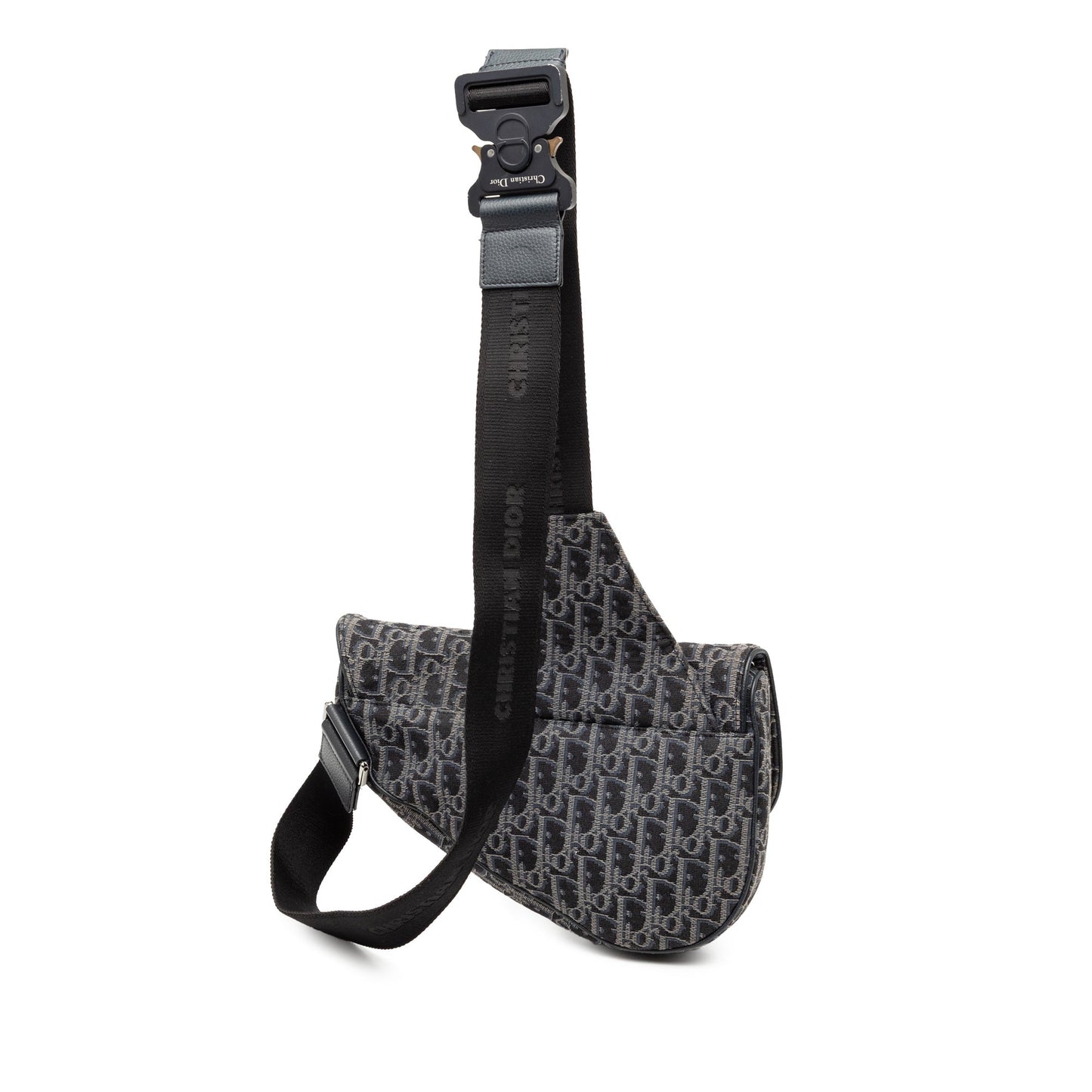 Black Dior Oblique Canvas Saddle Crossbody