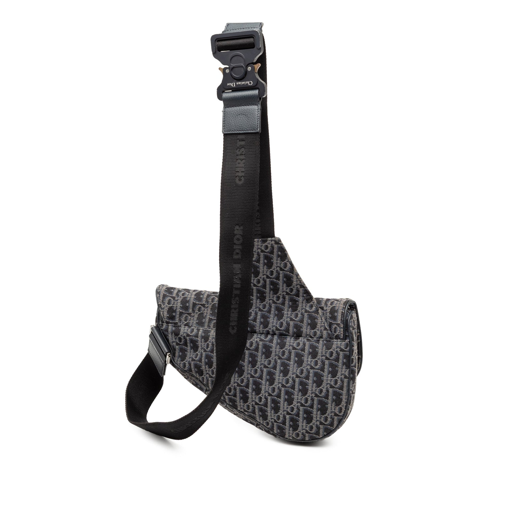 Black Dior Oblique Canvas Saddle Crossbody