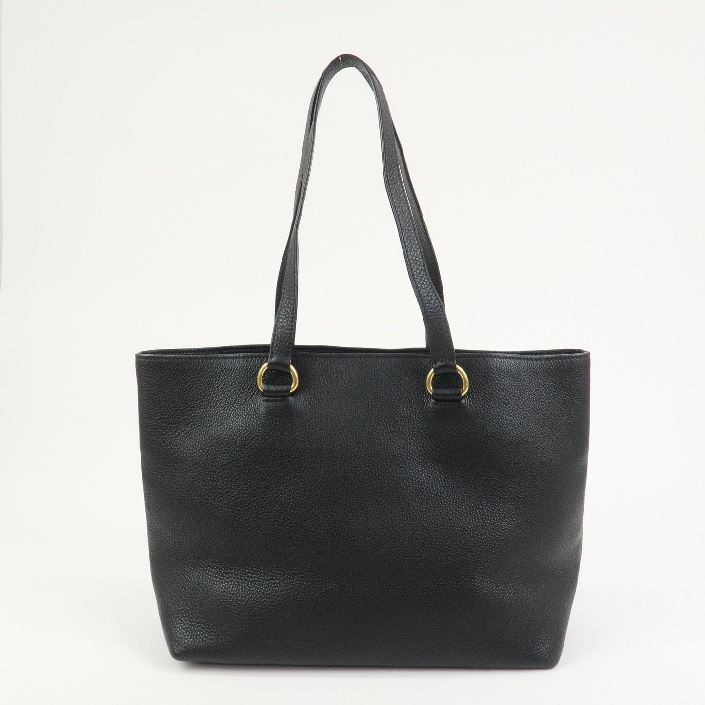 PRADA Logo Vitello Daino Leather Tote Bag Shoulder Bag Black 1BG100