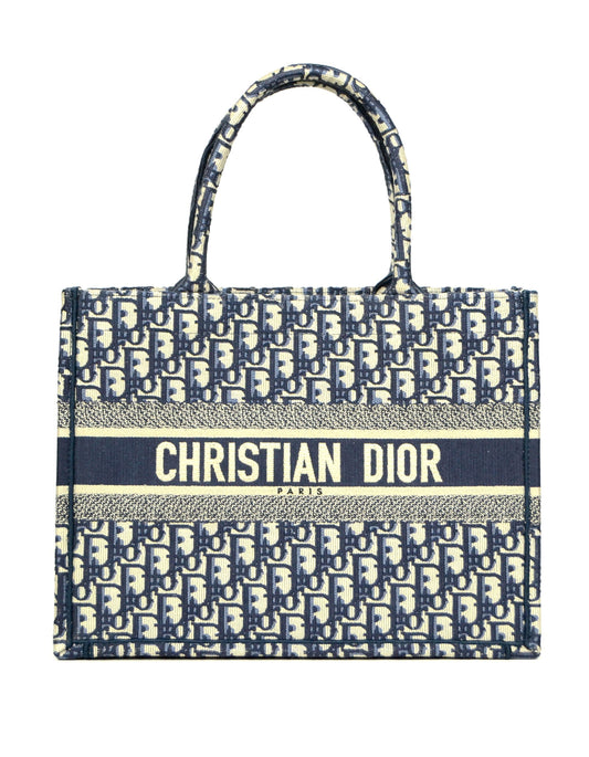 Christian Dior 2020 Blue Oblique Monogram Small Book Tote Bag