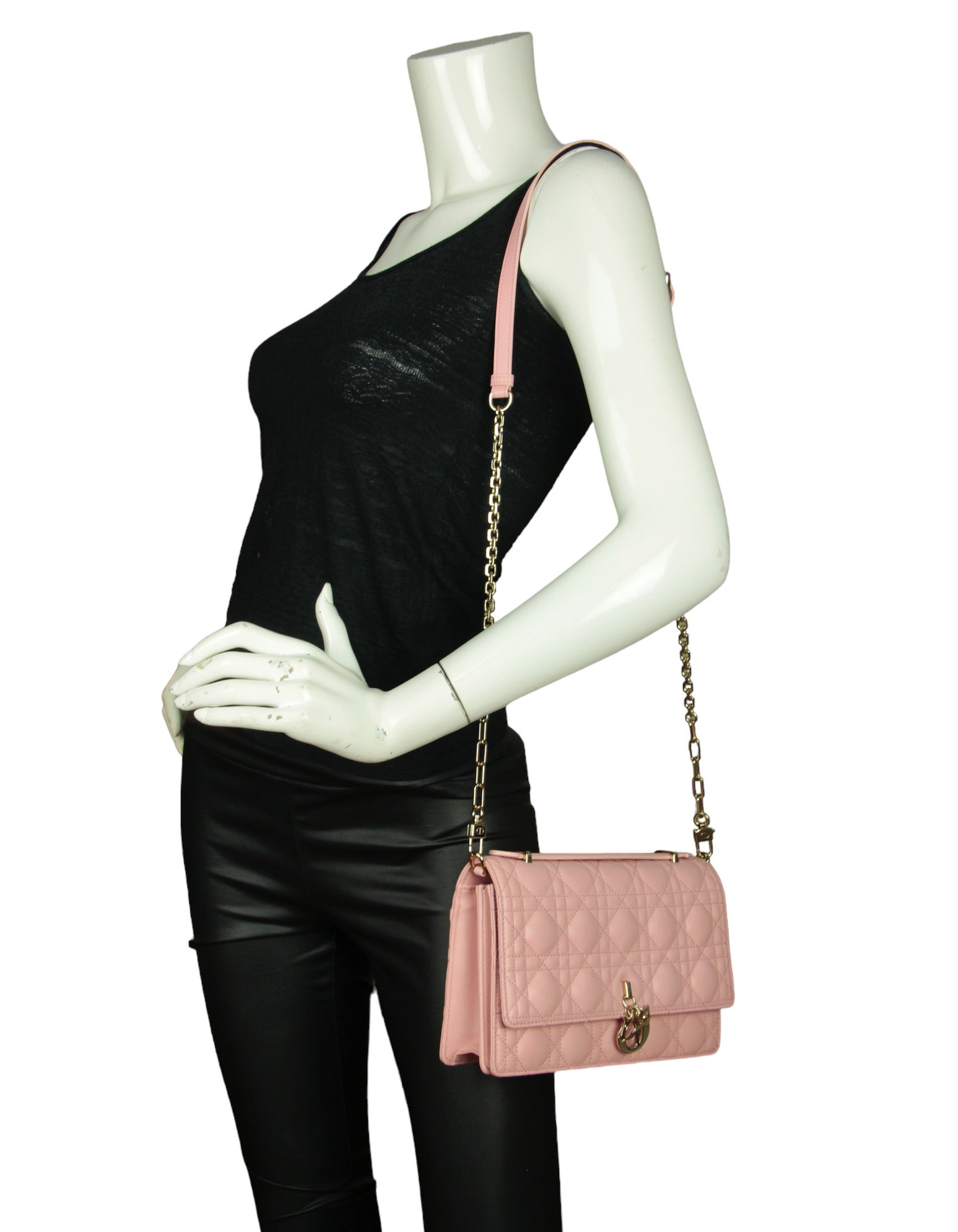 Dior Melocoton Pink Cannage Miss Dior Top Handle Bag