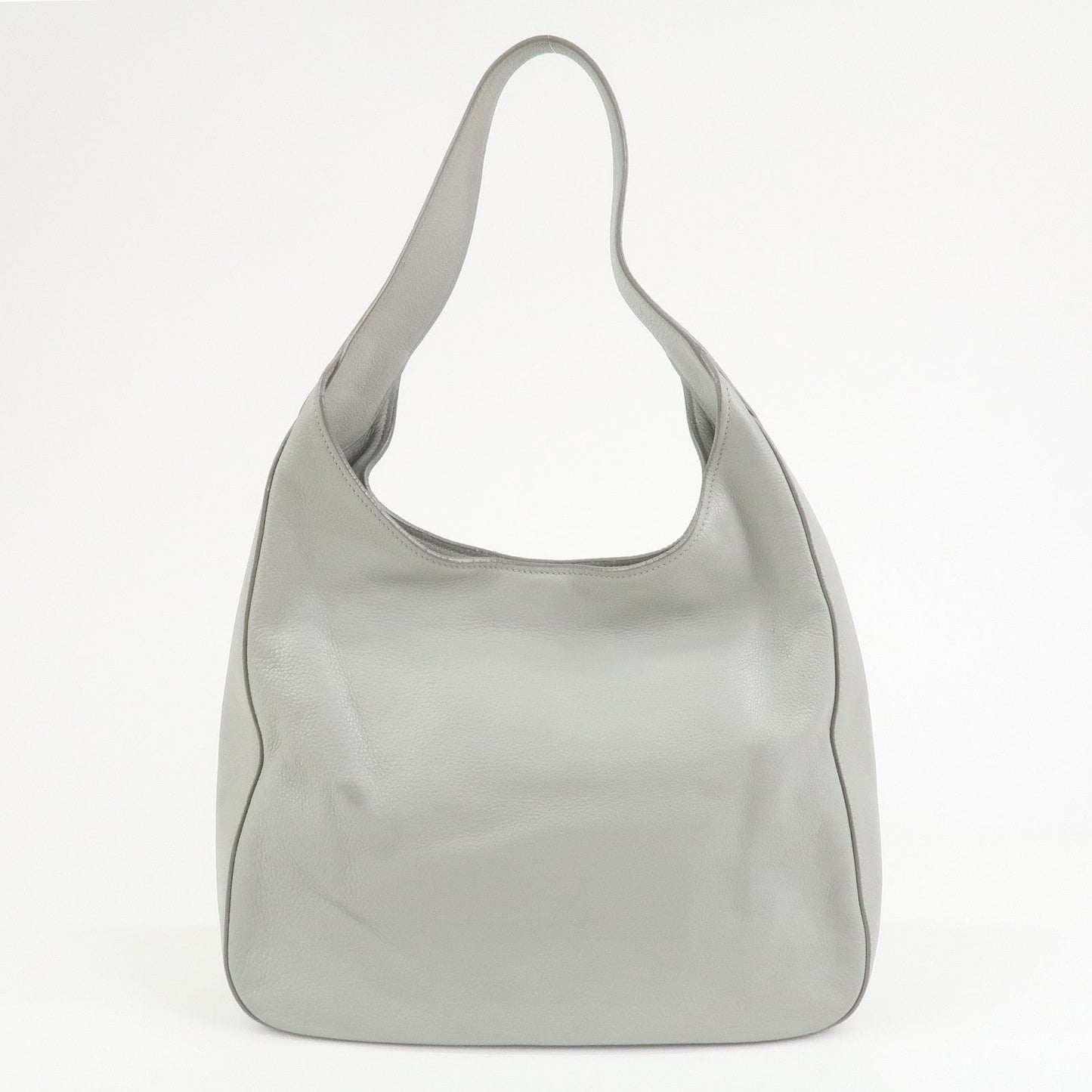 PRADA Logo Leather Shoulder Bag Hand Bag Gray 1BC013