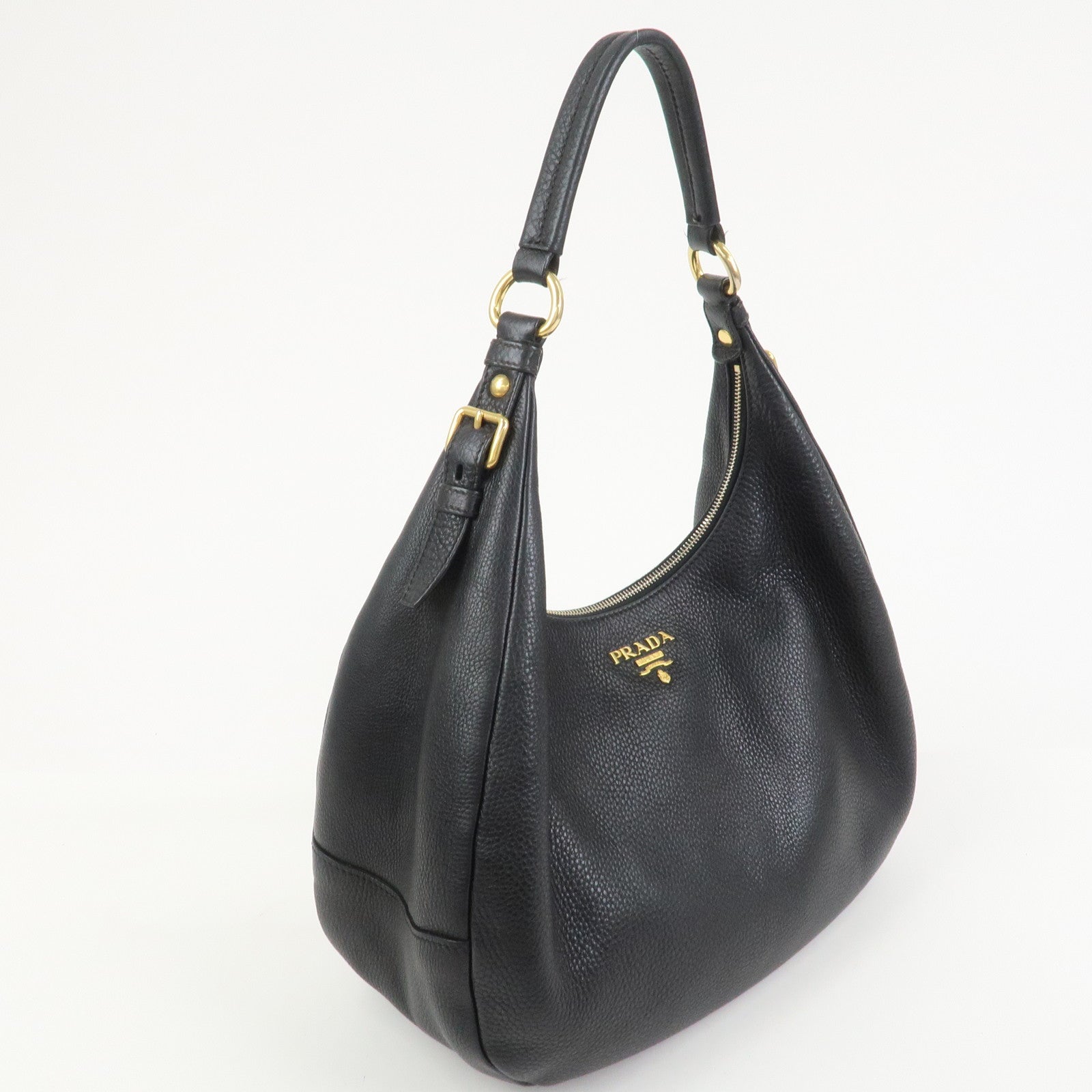 PRADA Leather Shoulder Bag Hand Bag Black BR4311