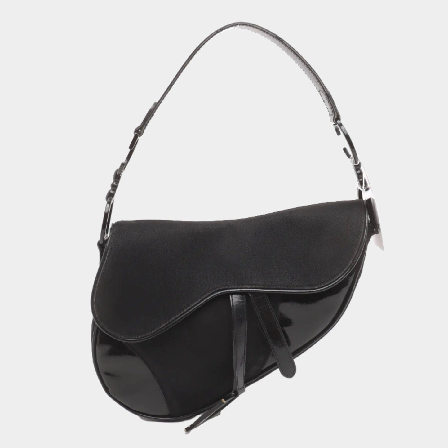 Dior Saddle So Black Fabric and Patent Leather Shoulder Bag