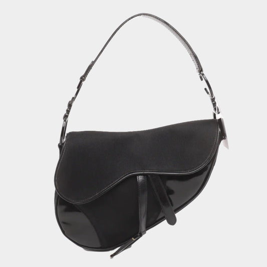 Dior Saddle So Black Fabric and Patent Leather Shoulder Bag