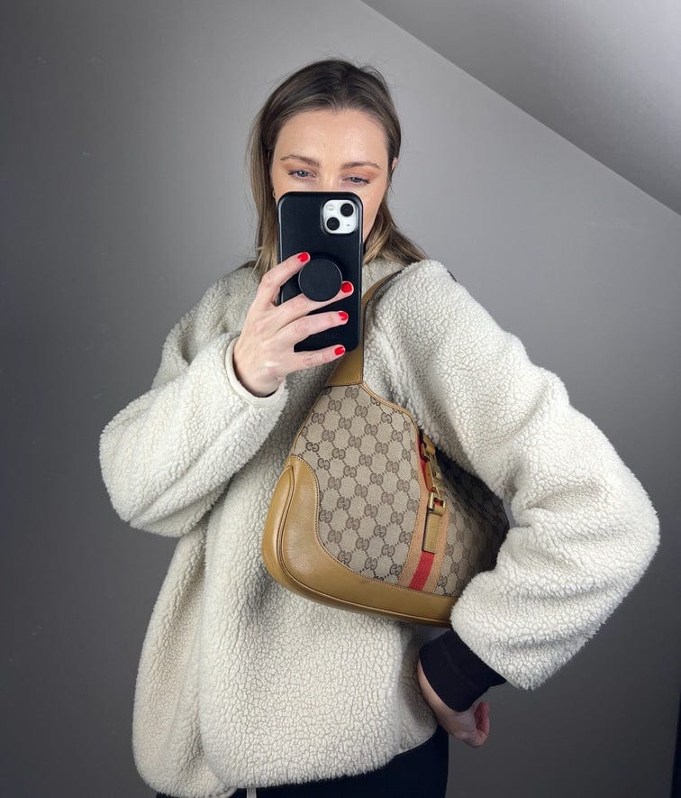 Gucci Jackie Leather Canvas Shoulder Bag Style 24