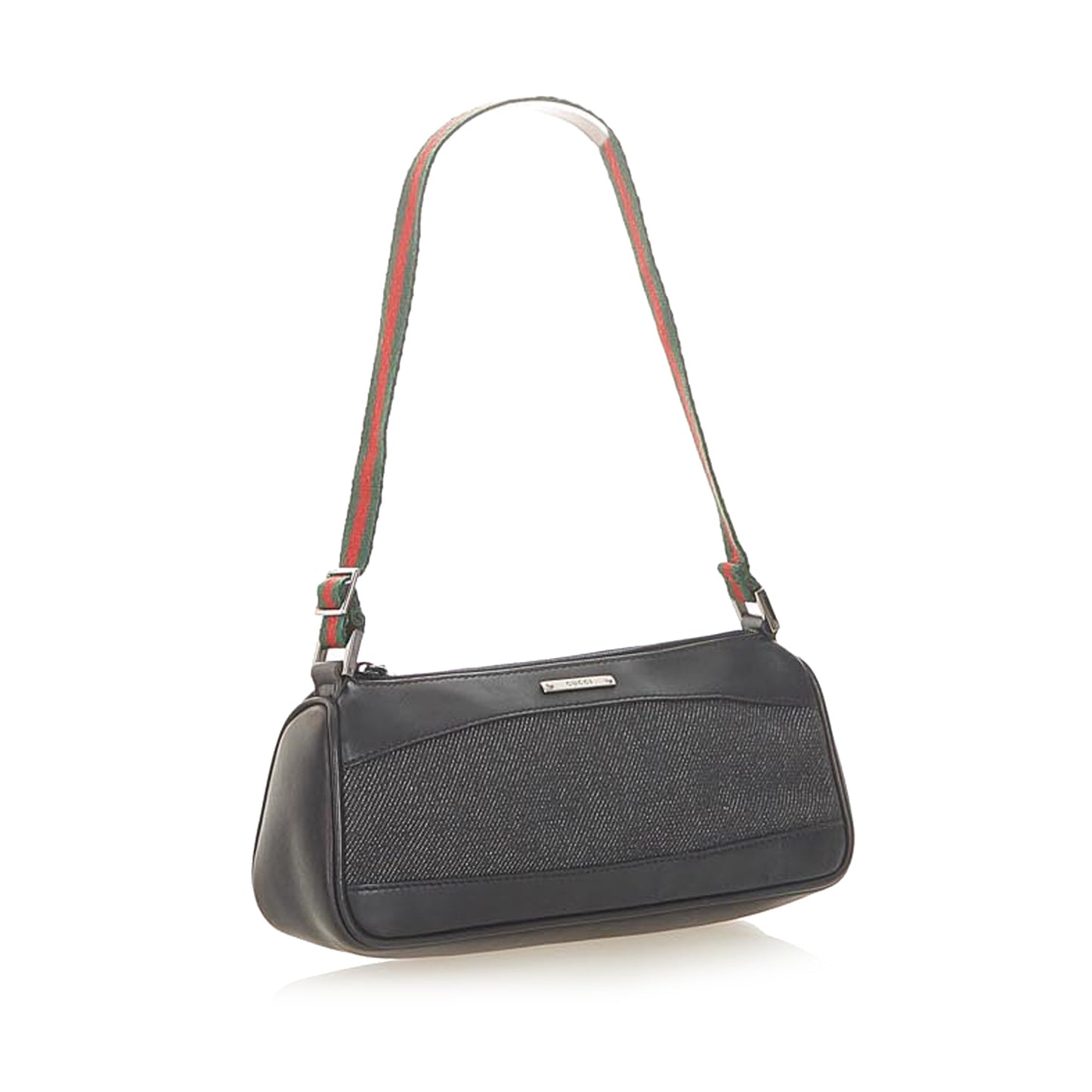 Gucci Web Leather Denim Shoulder Bag