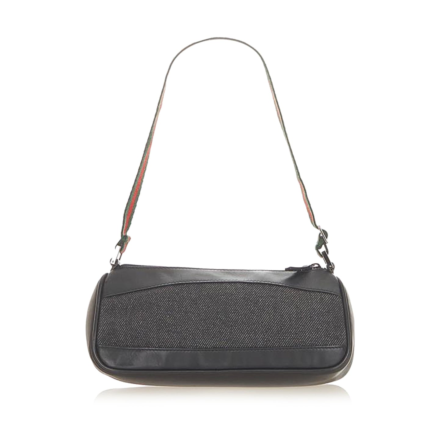 Gucci Web Leather Denim Shoulder Bag