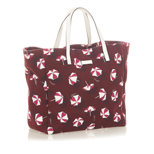 Gucci Red Leather Canvas Tote Style 3