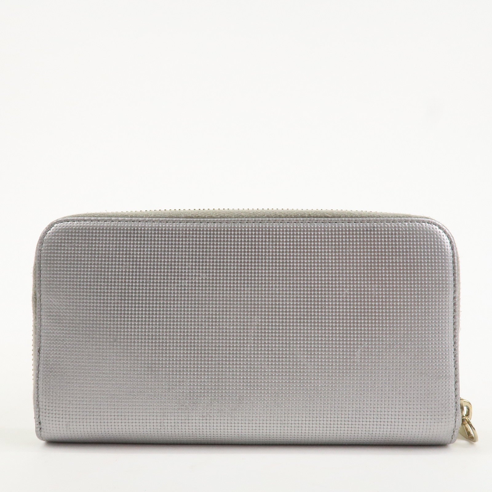 FENDI Leather Round Zippy Long Wallet Silver 8M0024