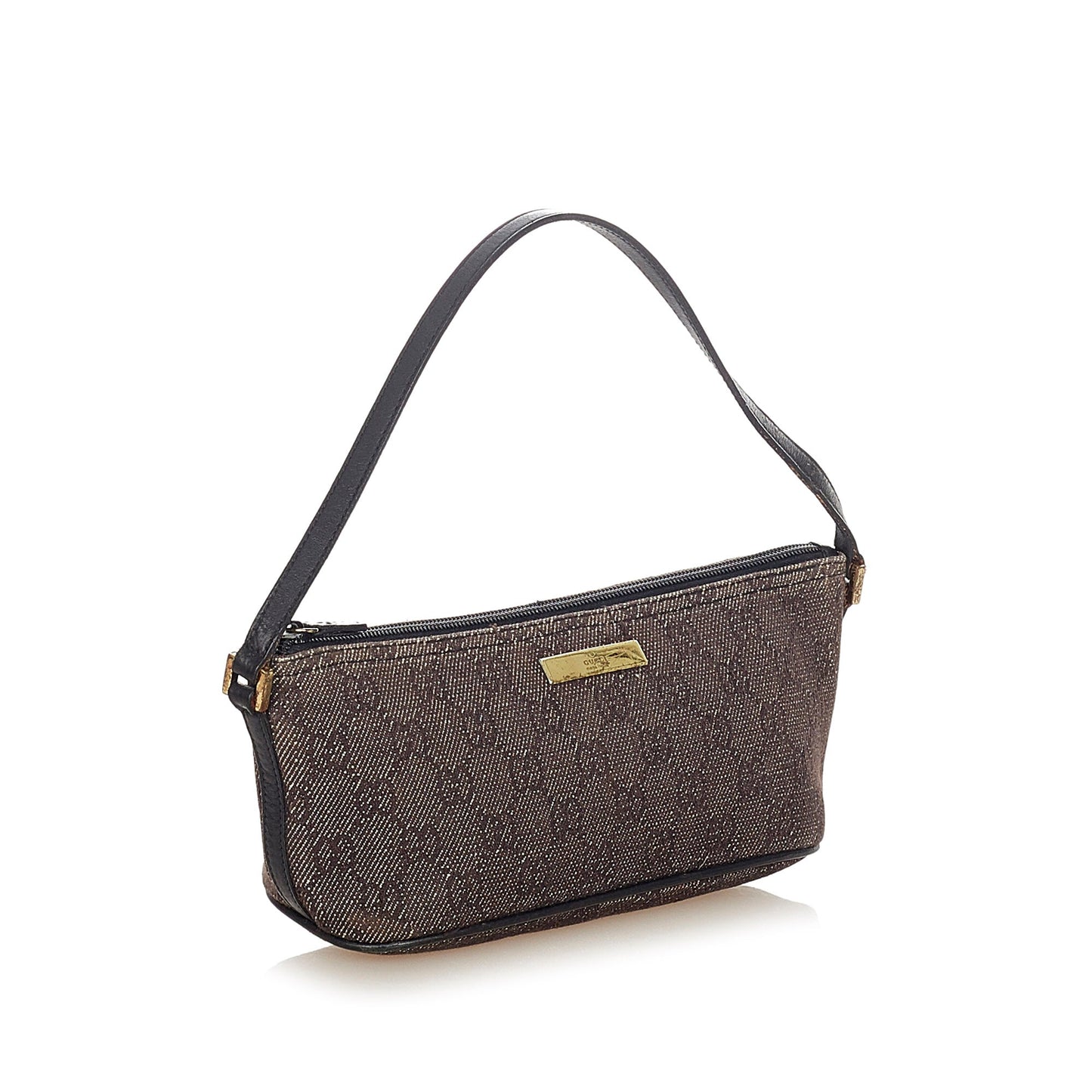 Gucci Baguette Leather Canvas Shoulder Bag