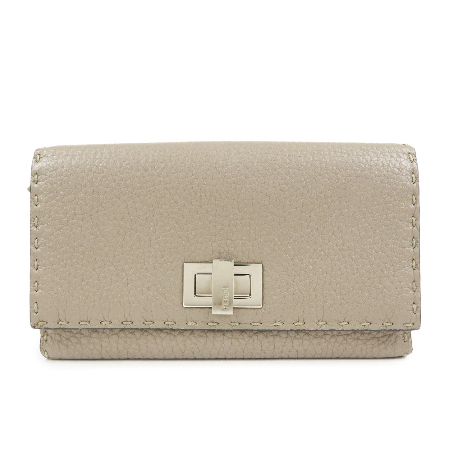 FENDI Seleria Peekaboo Leather Continental Wallet Grey 8M0308
