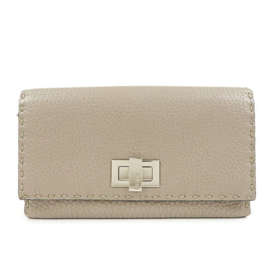 FENDI Seleria Peekaboo Leather Continental Wallet Grey 8M0308