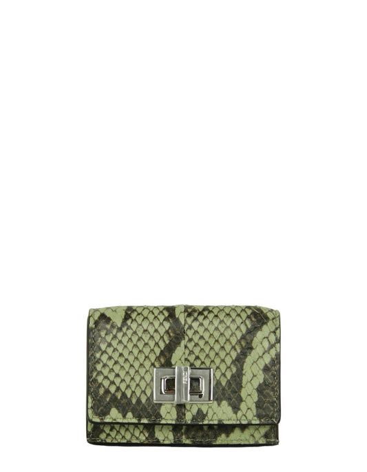 Fendi Green Tea Python Micro Trifold Wallet
