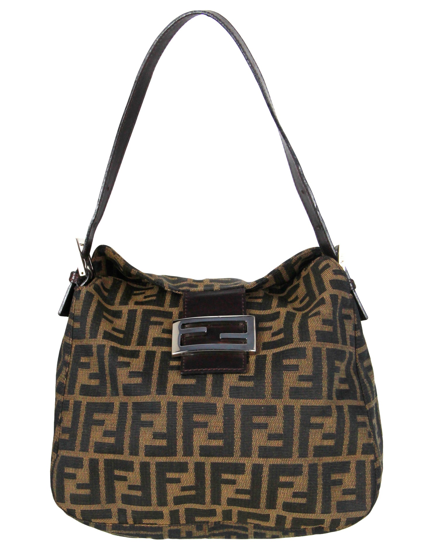 Fendi Tobacco Zucca Monogram Flap Baguette Bag