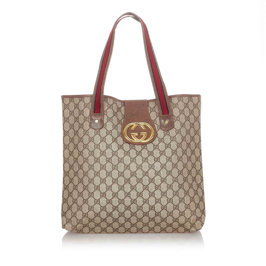 Gucci Leather Canvas Tote