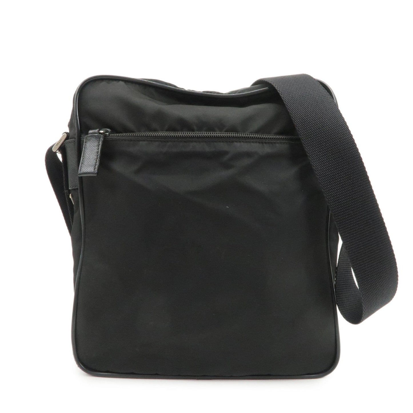PRADA Logo Nylon Leather Shoulder Bag Crossbody Bag Black BT0421