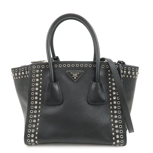 PRADA Triangle Logo Leather 2Way Bag Hand Bag Shoulder Bag B2625V