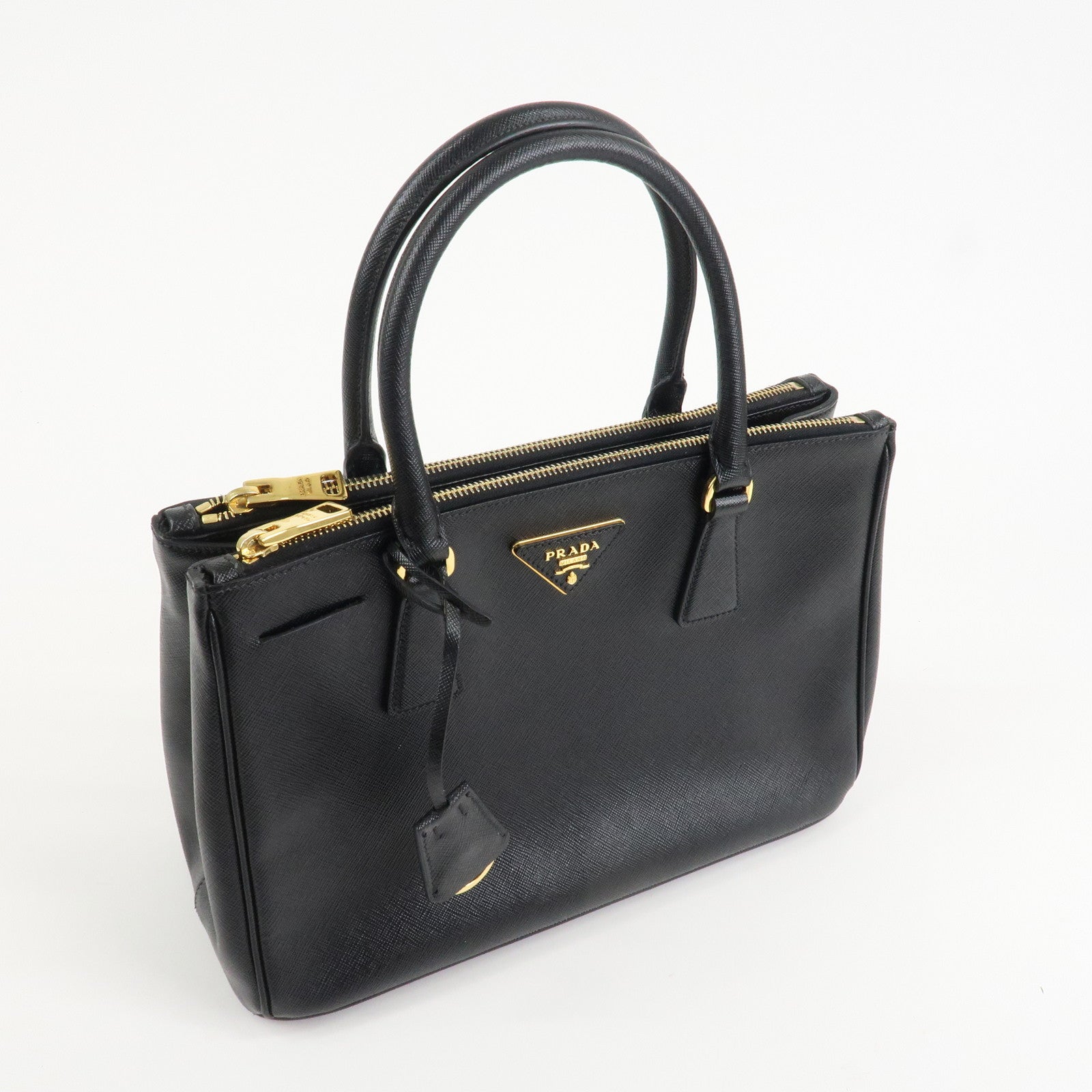 PRADA Triangle Logo Saffiano Leather 2WAY Hand Bag Black BN1801