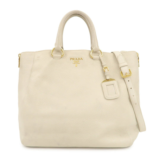 PRADA Logo 2Way Bag Hand Bag Shoulder Bag Ivory