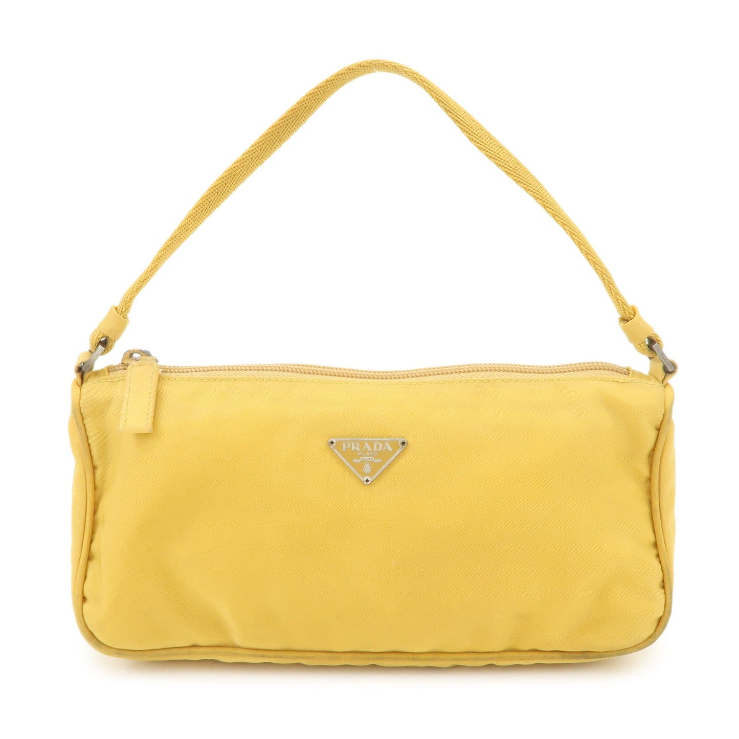 PRADA Triangle Logo Nylon Pouch Shoulder Bag Hand Bag Yellow