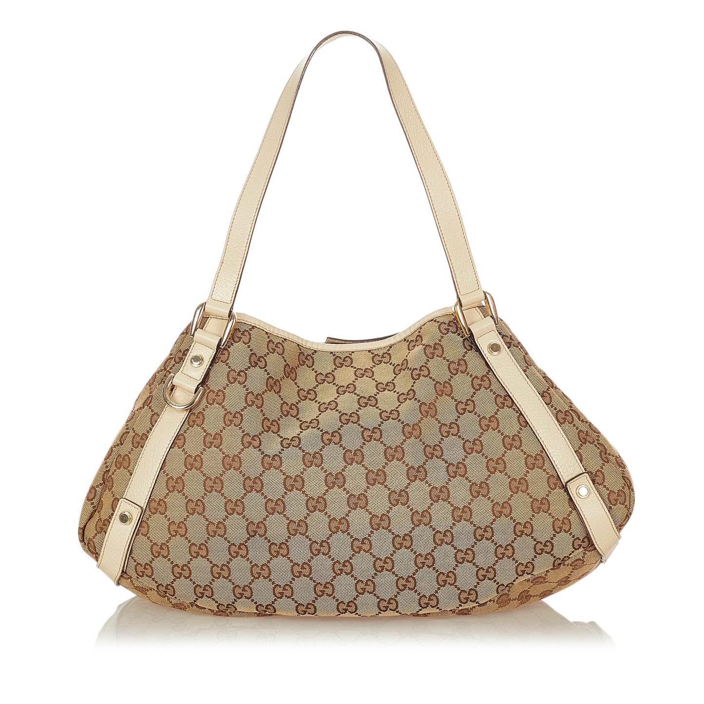 Gucci Brown Leather Canvas Tote Style 38