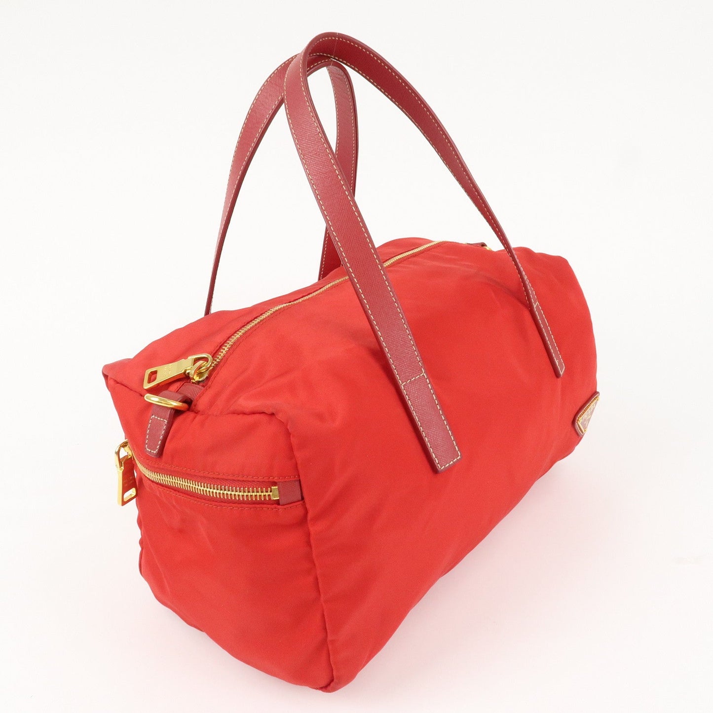 PRADA Triangle Logo Nylon Leather 2Way Shoulder Bag Hand Bag Red
