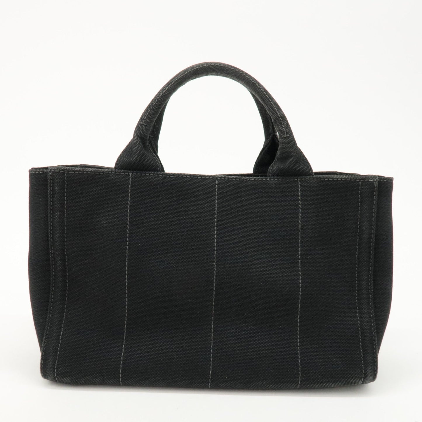 PRADA Logo Canapa Mini Canvas Bijoux 2Way Bag Hand Bag Black 1BG439