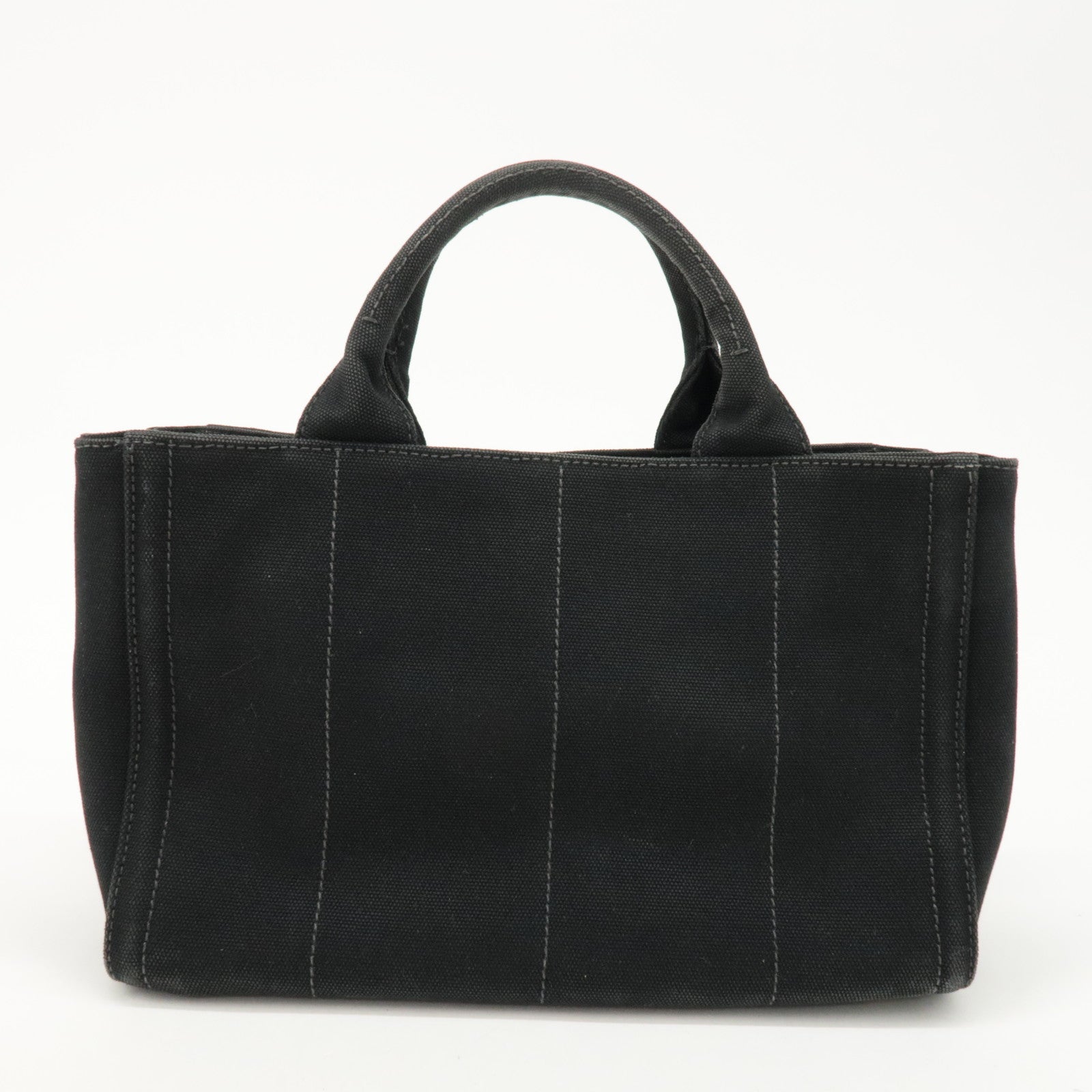 PRADA Logo Canapa Mini Canvas Bijoux 2Way Bag Hand Bag Black 1BG439