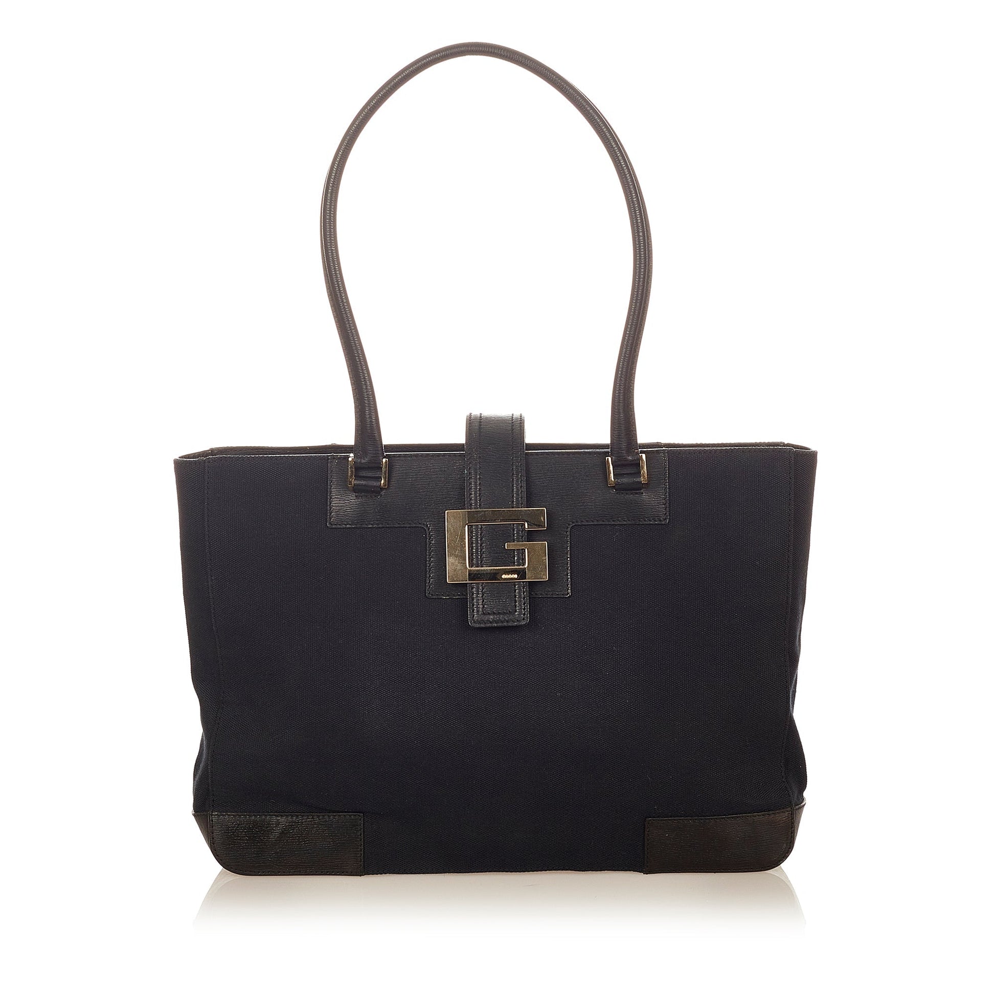 Gucci Black Leather Canvas Tote Style 21