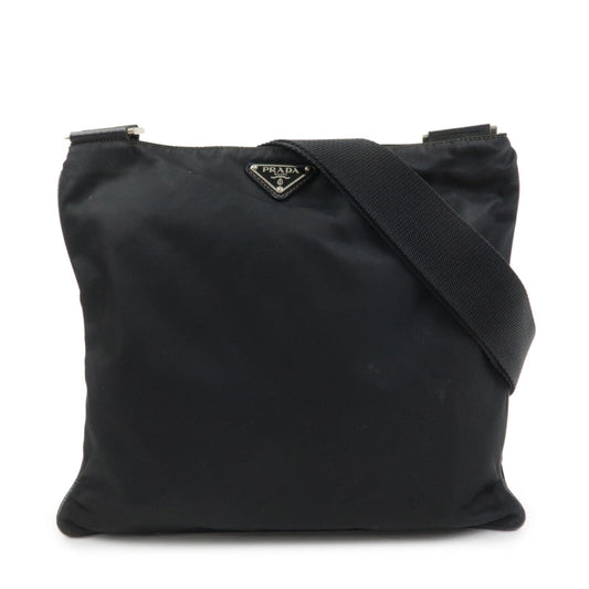 PRADA Triangle Logo Nylon Saffiano Leather Shoulder Bag VA0340
