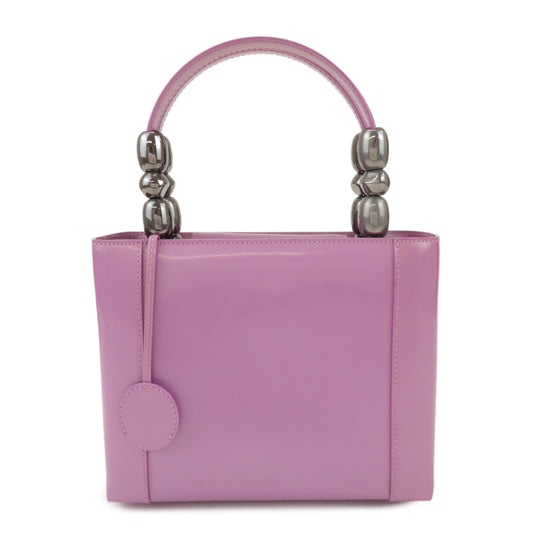 Christian Dior Maris Pearl Patent Leather Hand Bag Purple