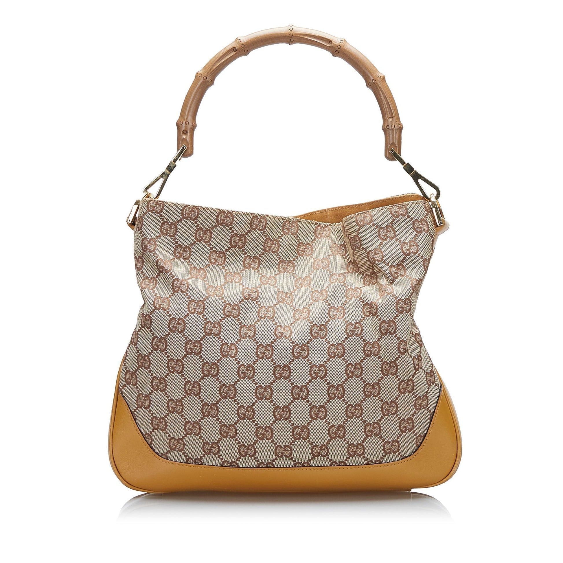 Gucci Bamboo Leather Canvas Satchel