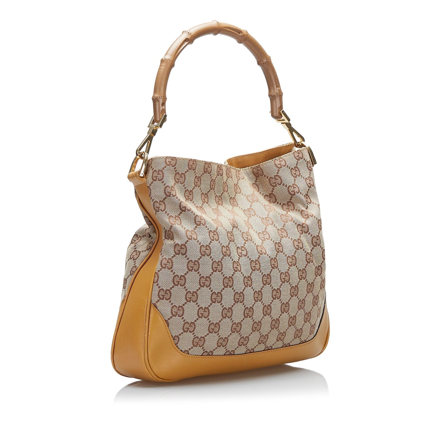 Gucci Bamboo Leather Canvas Satchel