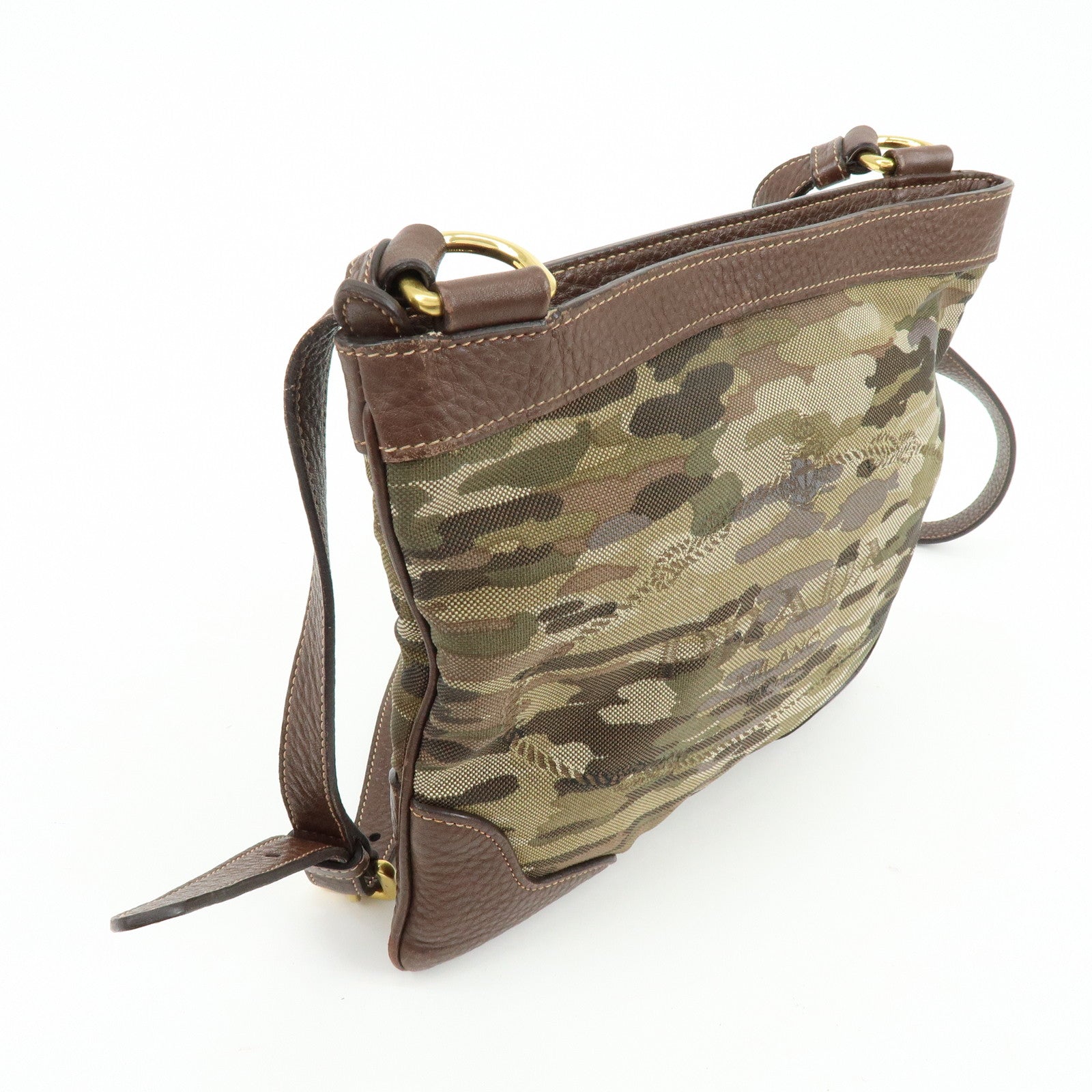 PRADA Logo Jacquard Leather Shoulder Bag Crossbody Bag Camouflage