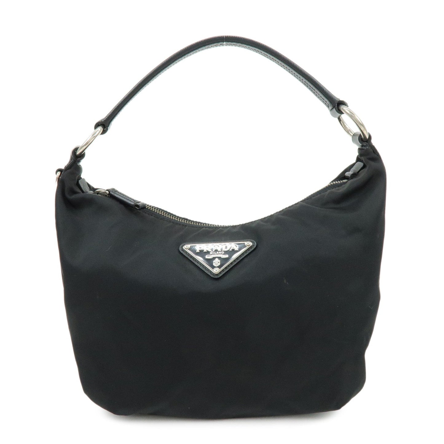 PRADA Triangle Logo Nylon Saffiano Leather Shoulder Bag BR3332