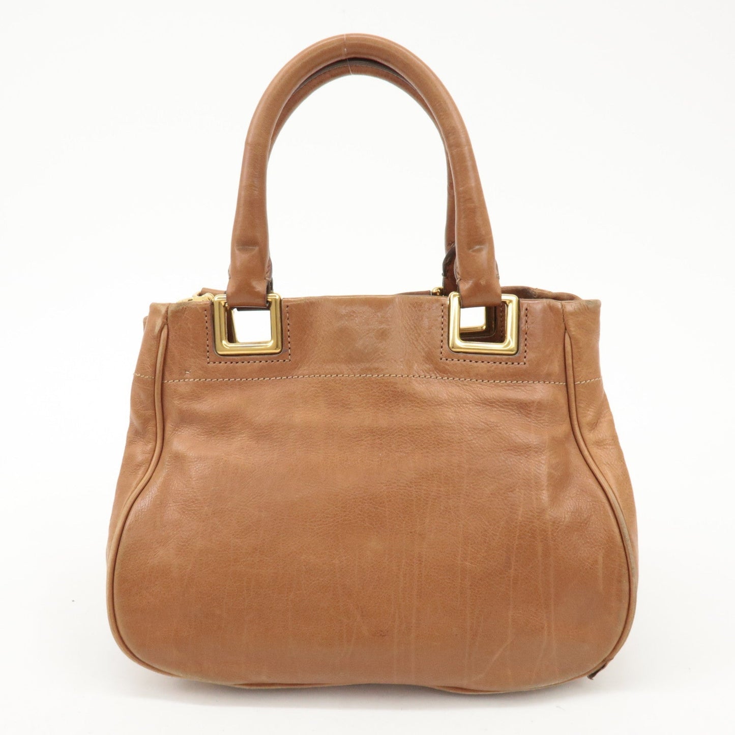PRADA Logo Leather Ribbon 2Way Bag Hand Bag Brown BN2245