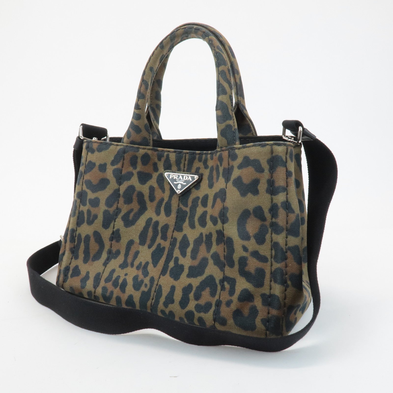 PRADA Canapa Canvas 2Way Bag Hand Bag Shoulder Bag Camouflage B2642B