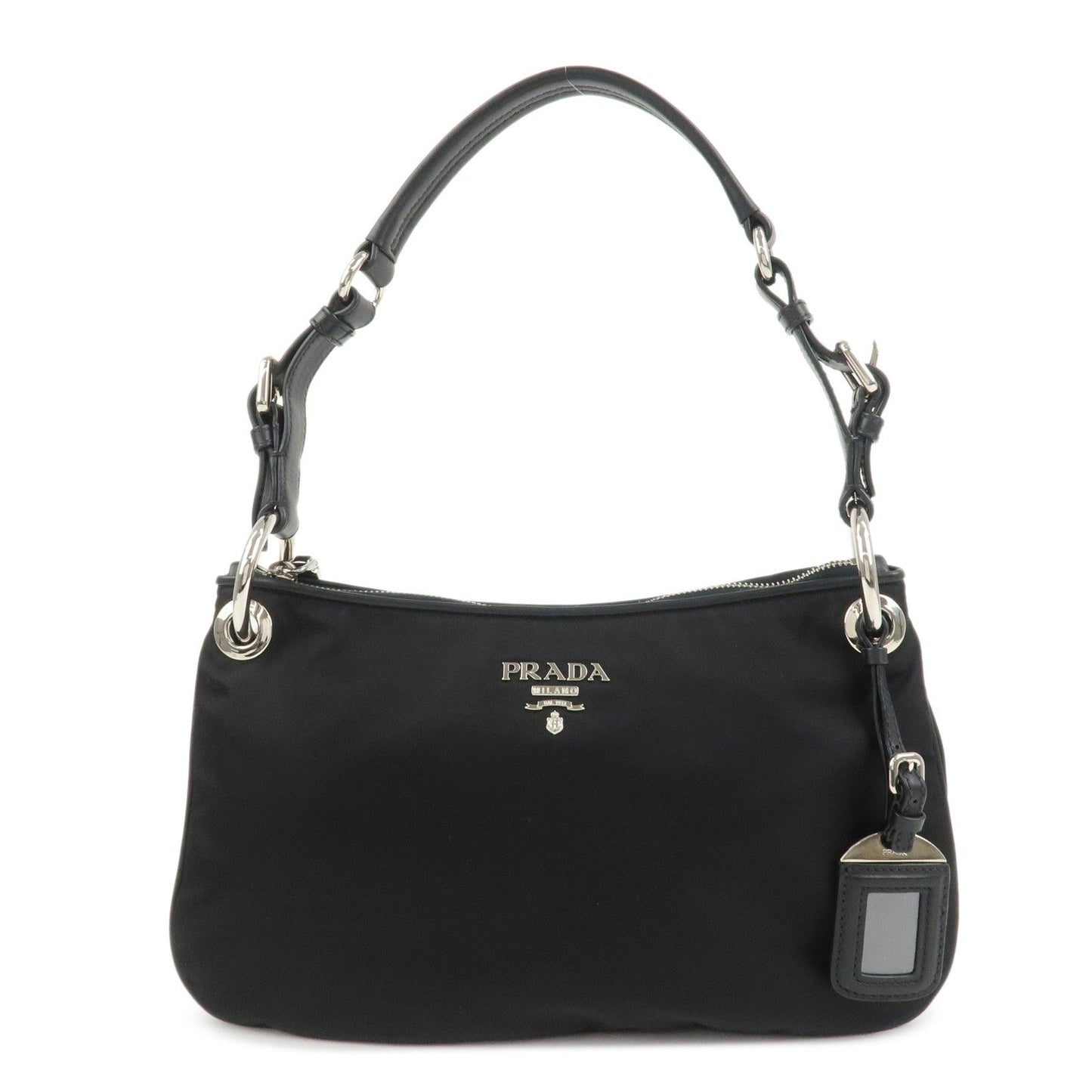 PRADA Nylon Leather Shouldr Bag Hand Bag Black BR4894