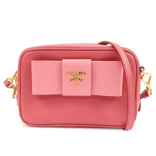 PRADA Saffiano Leather Ribbon Mini Shoulder Bag Camera Bag 1N1674