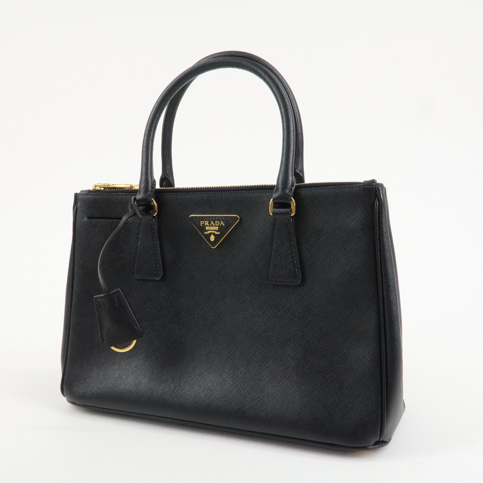 PRADA Triangle Logo Saffiano Leather 2WAY Hand Bag Black BN1801
