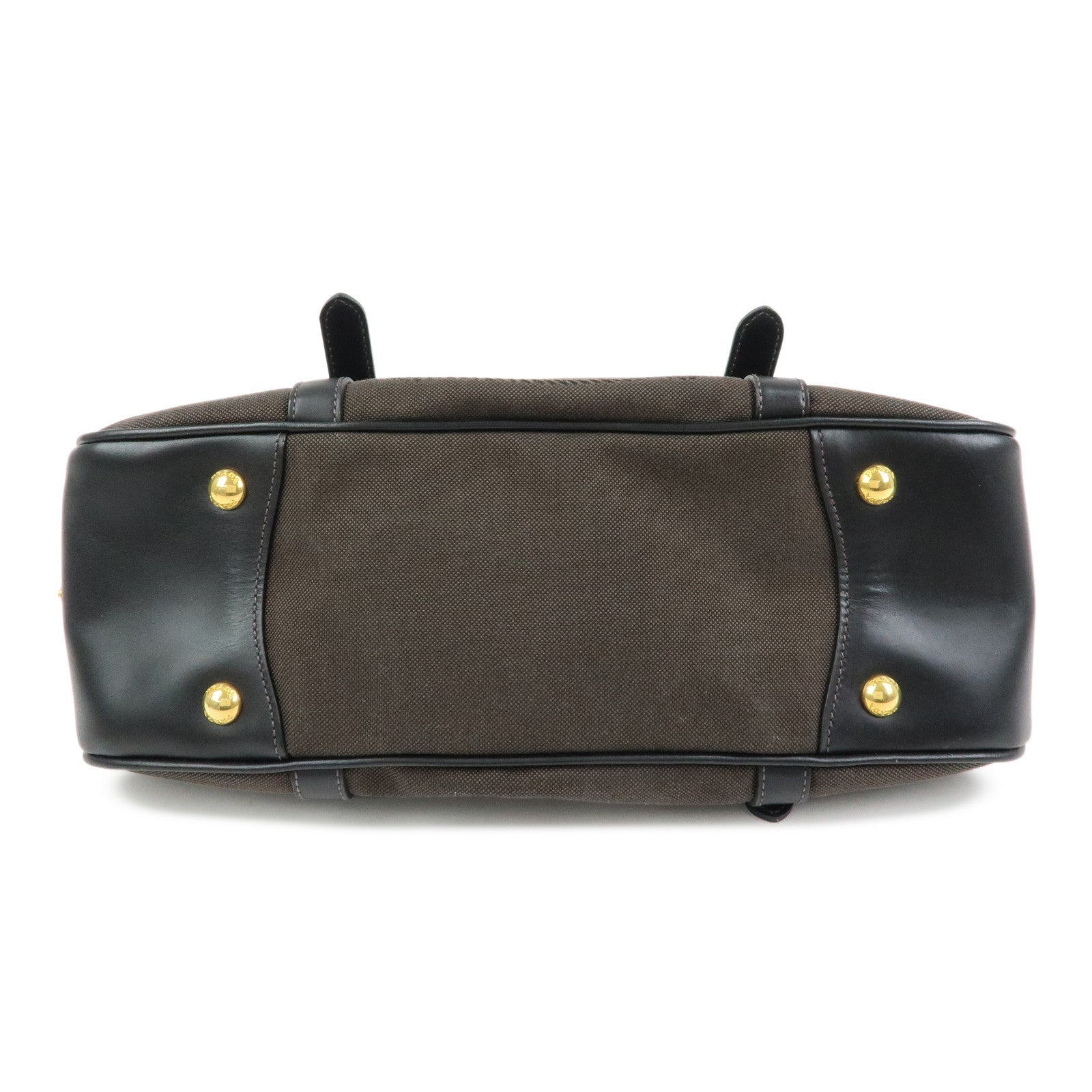 PRADA Logo Jacguard Leather 2Way Bag Hand Bag Shoulder Bag Brown