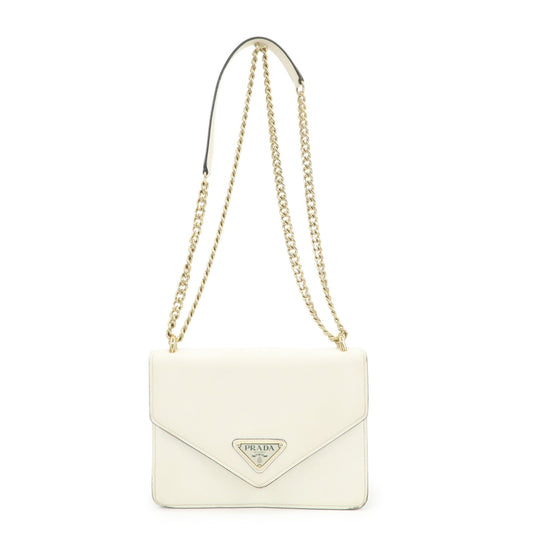 PRADA Triangle Logo Saffiano Leather Chain Shoulder Bag 1BD200