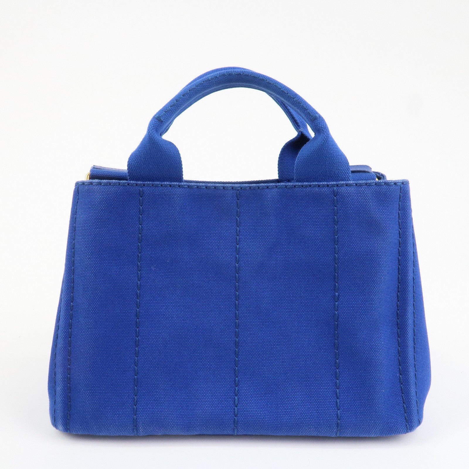 PRADA Logo Canapa Mini Canvas 2Way Tote Shoulder Bag Blue BN2439