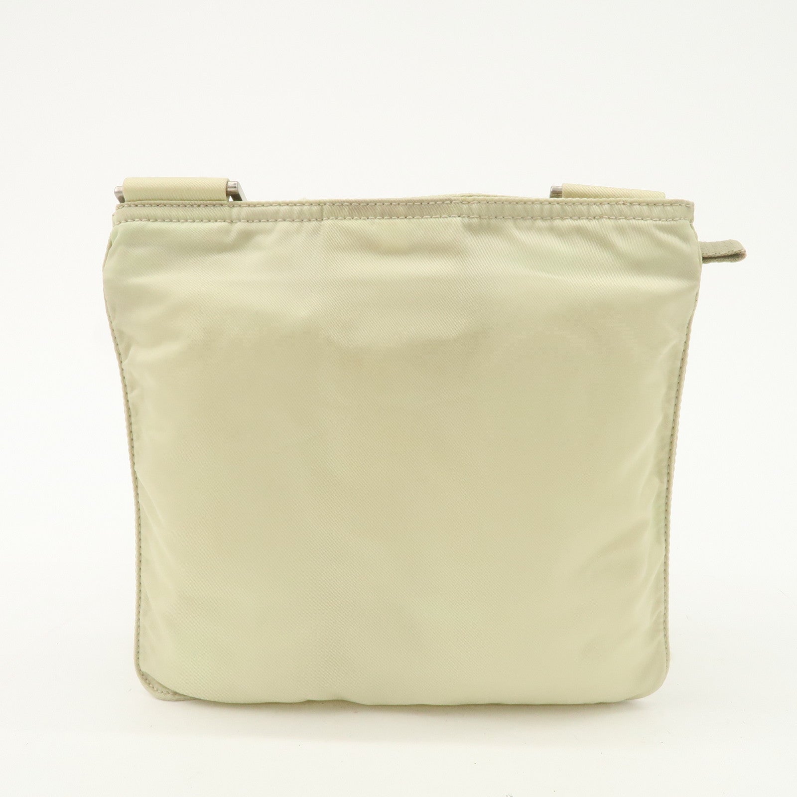 PRADA Triangle Logo Nylon Shoulder Bag Crossbody Bag Beige B7372