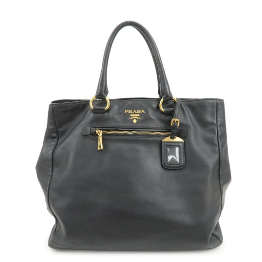 PRADA Logo Leather 2Way Hand Bag Tote Bag Shoulder Bag Black BN2151