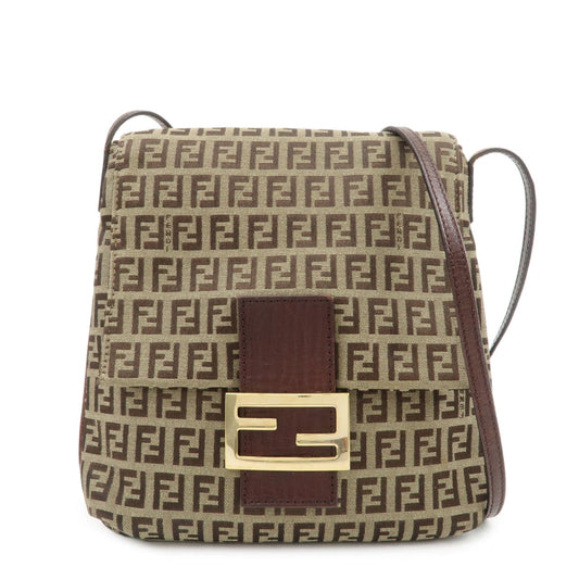 FENDI Zucchino Canvas Leather Shoulder Bag Crossbody Bag 8BT075