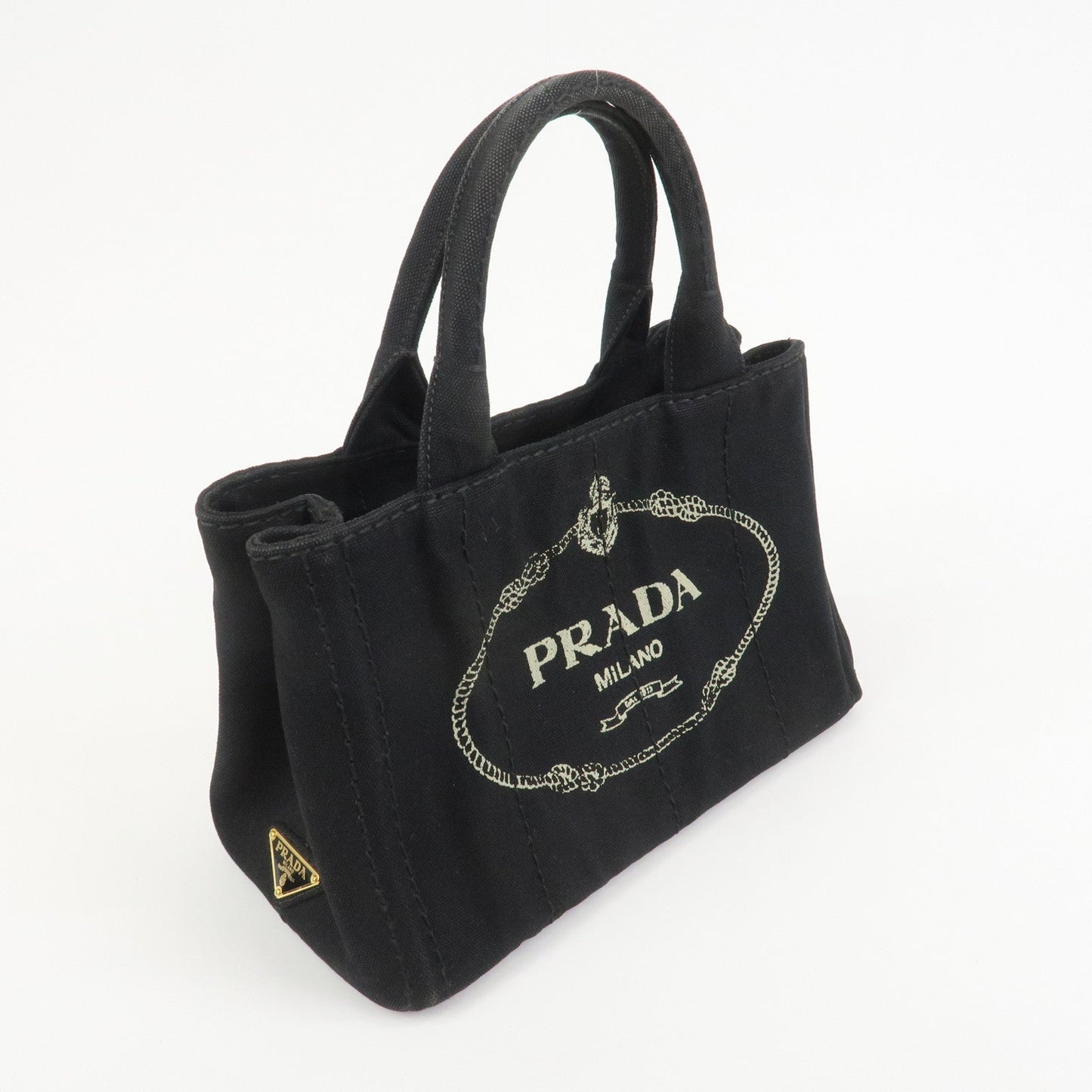 PRADA Canapa Mini Canvas 2Way Bag Hand Bag Black 1BG439